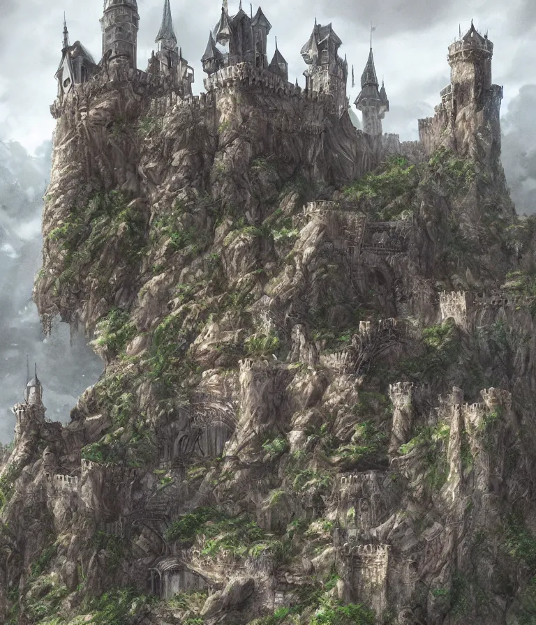 Image similar to view of castle highgarden, digital art, landscape, trending on artstation, highly detailed, medieval fantasy, game of thrones