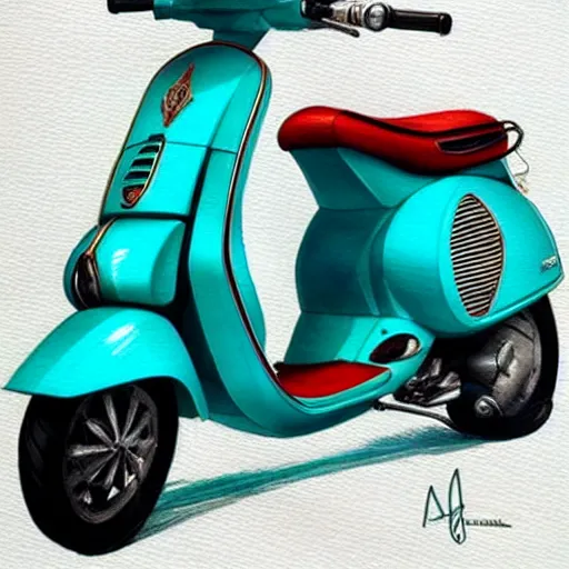 a turquoise vespa moped, ultra realistic, concept art, | Stable ...