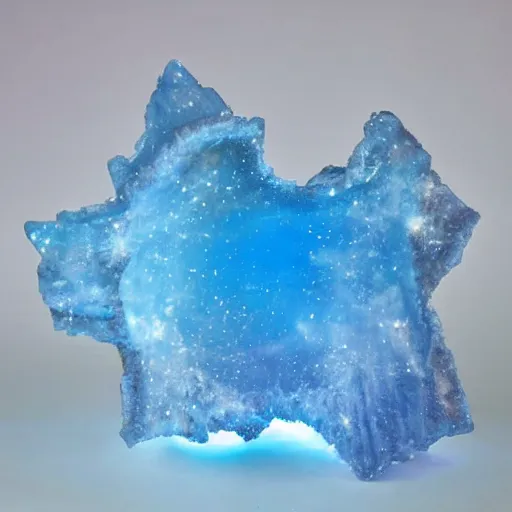 Prompt: blue ice crystal sculpture of galaxy nebula