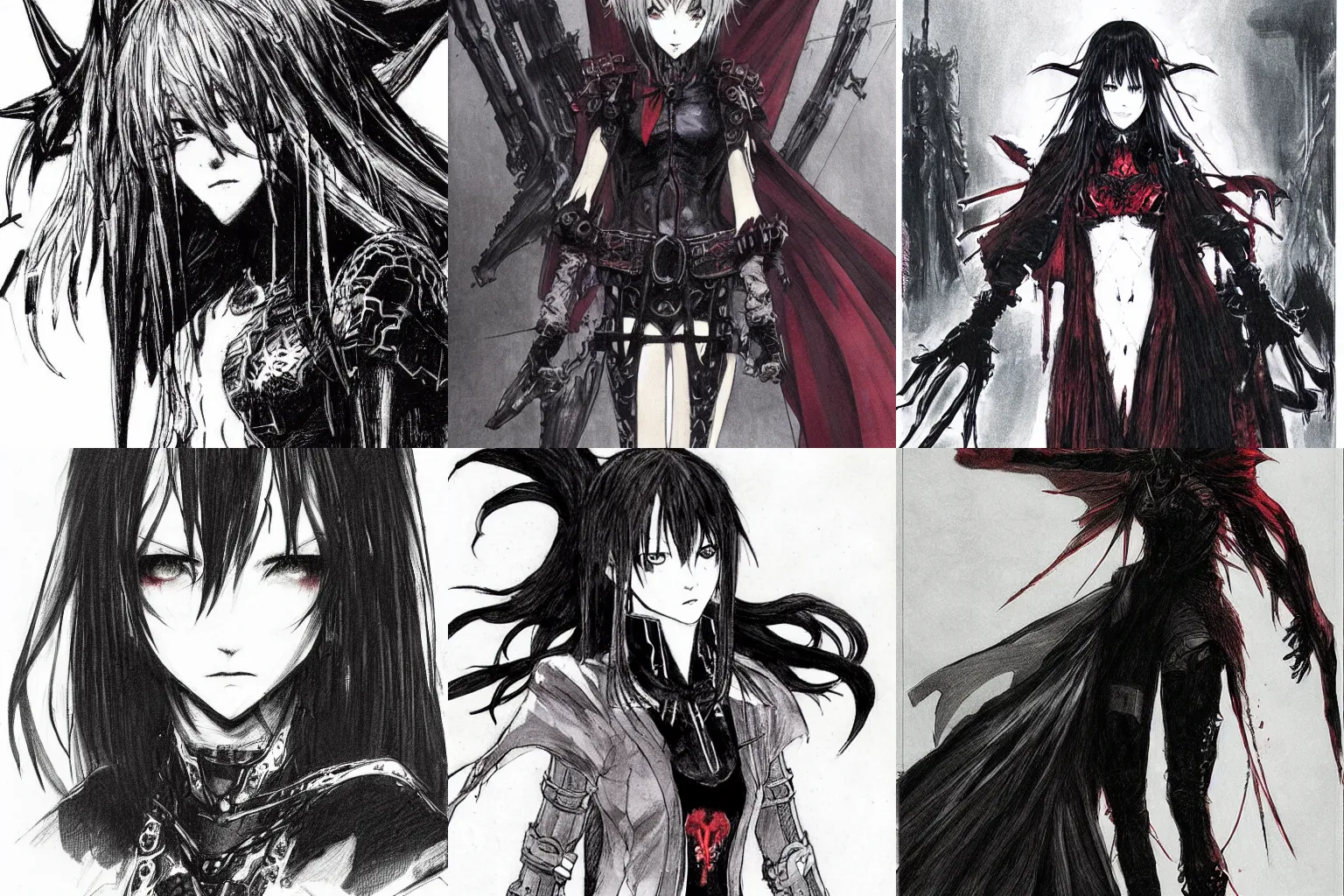 Prompt: concept art of a vampire girl, draw by akihiko yoshida and tsutomu nihei