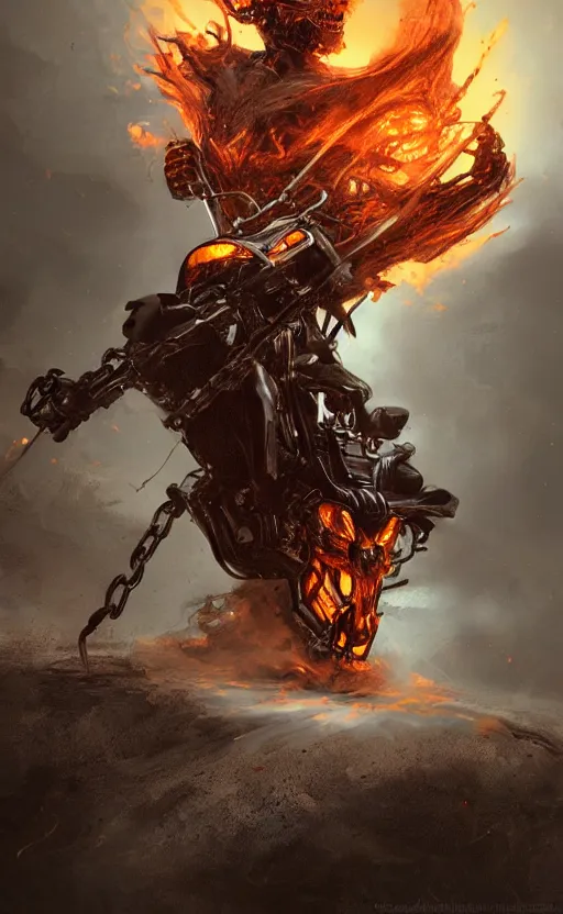 Image similar to dead as ghost rider, dynamic lighting, photorealistic fantasy concept art, trending on art station, stunning visuals, terrifying, creative, cinematic