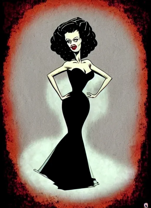 Image similar to pin - up art style of the bride of frankenstein