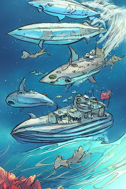 Prompt: journey to the deepest sea, art by eric - anthony johnson, sketch by jacqueline e, color by bo feng lin