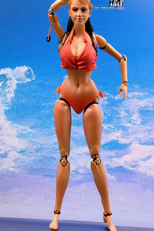 Image similar to 8 k high definition, 1 9 8 beautiful bikini kenner style action figure, full body, highly detailed, science fiction, photorealistic