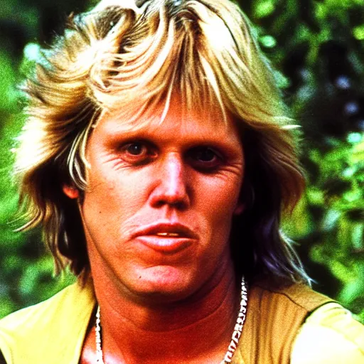 Prompt: gary busey as a hippie from the 7 0 s, photo from the 7 0 s