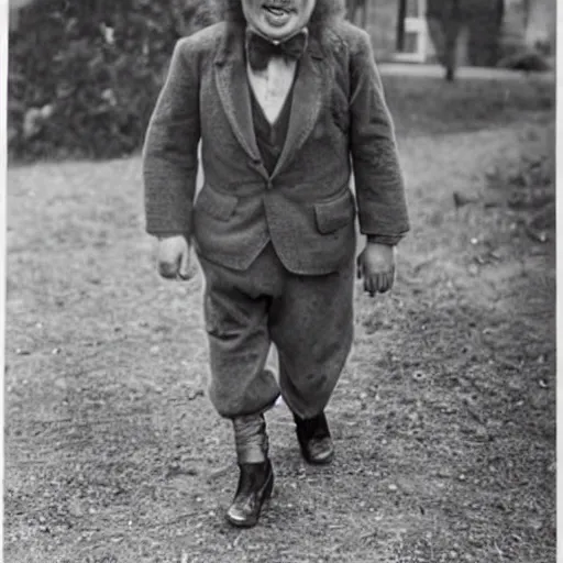 Prompt: photo of herbert butros khaury as singer tiny tim, tiptoeing through the tulips, walking on tiptoes