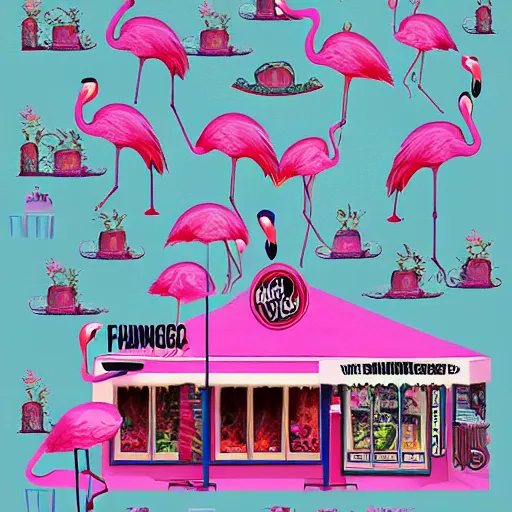 Image similar to the flamingo cafe by william maranci, plunderphonic collage album cover trending on artstation behance hd