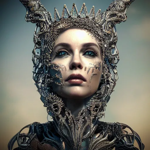 Prompt: the queen of metal, 4 k, intricate detailed, jaw dropping, gorgeous, surreal, octane render