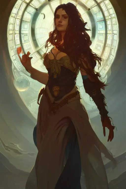 Image similar to beautiful sorceress, accurate anatomy, only two hands, highly detailed, digital painting, artstation, concept art, smooth, sharp focus, illustration, Unreal Engine 5, 8K, art by sakimichan and greg rutkowski and alphonse Mucha