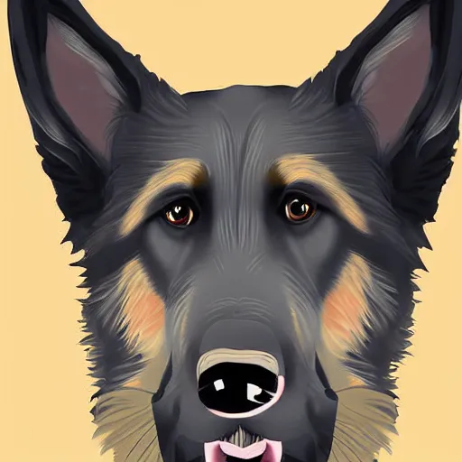 Prompt: anthropomorphic german Shepherd, Digital Art