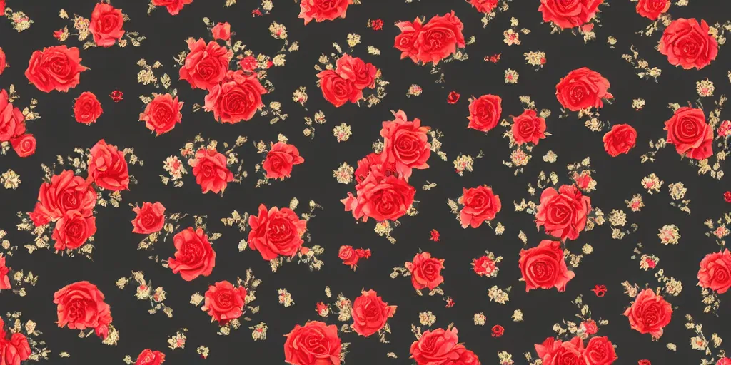 Image similar to black dress in the style of rococo ， victorian era ， red roses element ， dreamy, soft, backlight, luminescence ， highly detailed, 8 k h 1 0 2 4