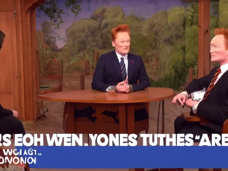 Image similar to Conan O’Brian interviewing George Washington; Late Night with Conan O'Brien