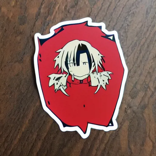 Image similar to die cut sticker, full metal alchemist al and alphons, splatter paint