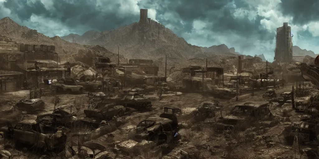 Image similar to fallout new vegas remake, realistic 4 k octane beautifully detailed render, 4 k post - processing, highly detailed, intricate complexity, epic composition, magical atmosphere, cinematic lighting, masterpiece, ultra hd