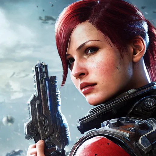 Image similar to random actress in gears of war destiny 2 overwatch witcher 3 god of war tomb raider cyberpunk 2 0 7 7 doom, highly detailed, extremely high quality, hd, 4 k, professional photographer, 4 0 mp, lifelike, top - rated, award winning, realistic, detailed lighting, detailed shadows, sharp, edited, corrected, trending