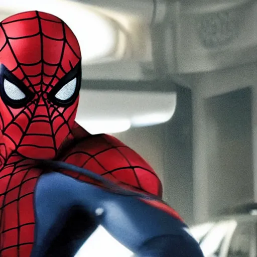 Prompt: jason statham as unmask spiderman, an film still