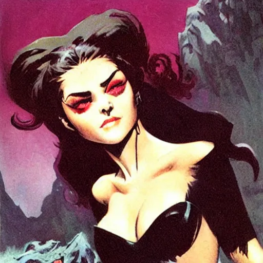 Image similar to A cute vampire girl by Frazetta