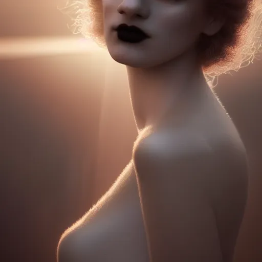 Image similar to photographic portrait of a stunningly beautiful gothic art deco female in soft dreamy light at sunset, god rays, contemporary fashion shoot, by edward robert hughes, annie leibovitz and steve mccurry, david lazar, jimmy nelsson, breathtaking, 8 k resolution, extremely detailed, beautiful, establishing shot, artistic, hyperrealistic, beautiful face, octane render