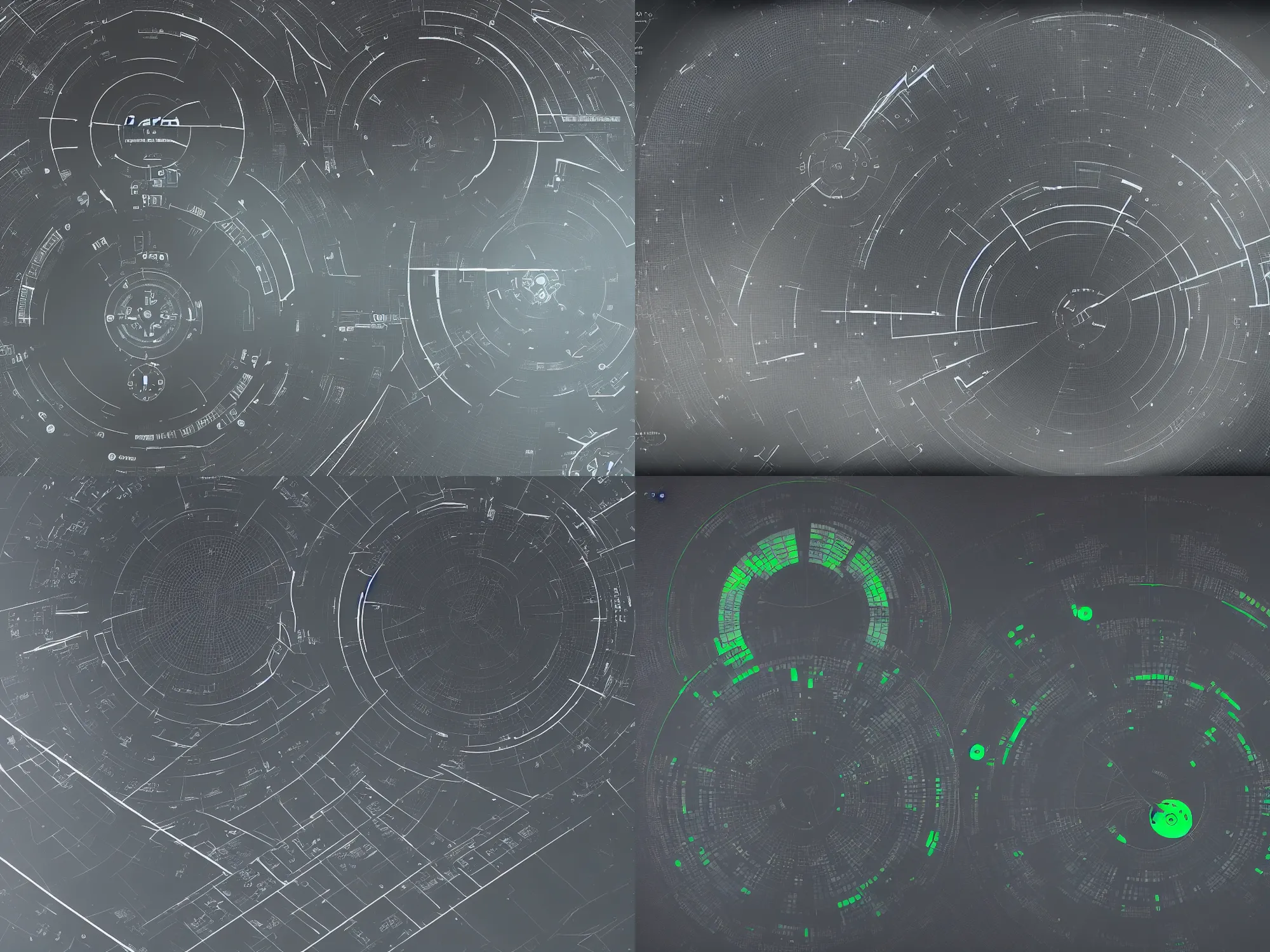 Prompt: dark military radar ui, circular radar, scanner hud, sci fi ui design, structured layout, technical ui, perfect grid, 8k