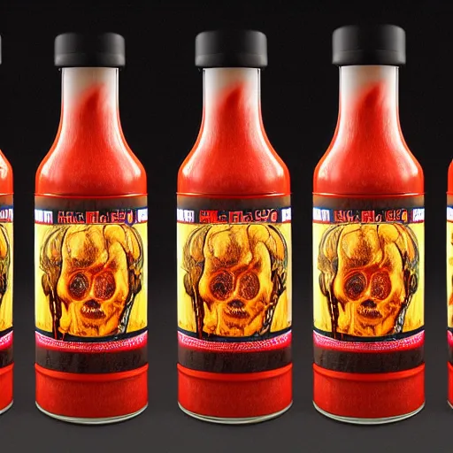 Prompt: hot sauce bottle full of demons. Hyperdetailed photorealism, 108 megapixels, artstation concept art