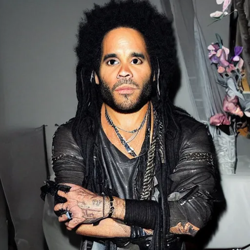 Image similar to photo of lenny kravitz annd his kawaii ninja rabbits