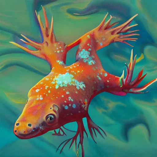 Prompt: axolotl, detailed painting, 4 k