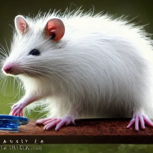 Image similar to fuzzy cute white messy fur rat hdr photography award winning