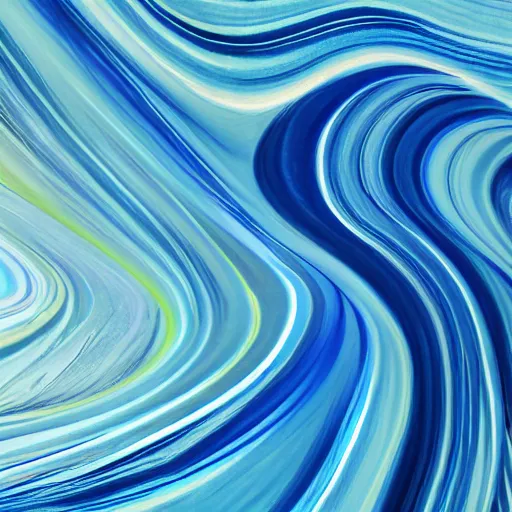 Prompt: beautiful abstract silk wave, blue, curved, smooth, 4k