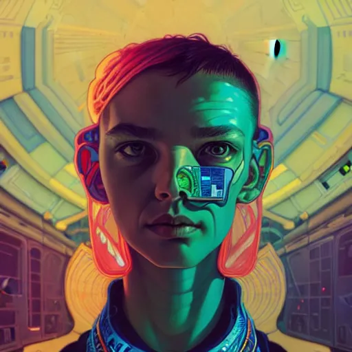 Image similar to high quality high detail portrait of a diesel punk in an alien world,, tristan eaton, victo ngai, artgerm, rhads, ross draws, hyperrealism, intricate detailed, alphonse mucha, 8 k, sci - fi, pastel colors, artstation,