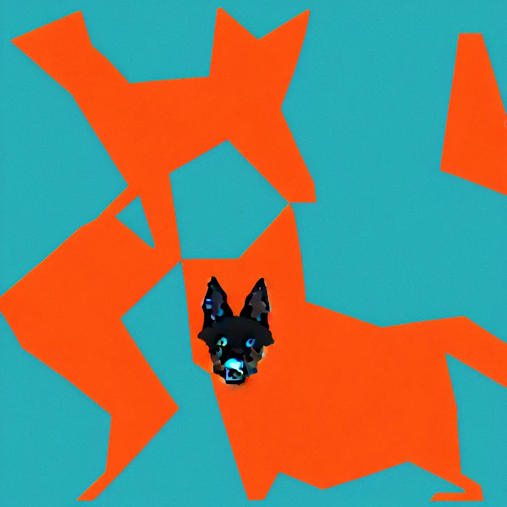 Prompt: illustration of chinese tangram of german shepherd figure, 2 d image