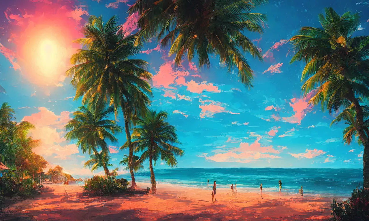 Image similar to paradise beach by alena aenami artworks in 4 k