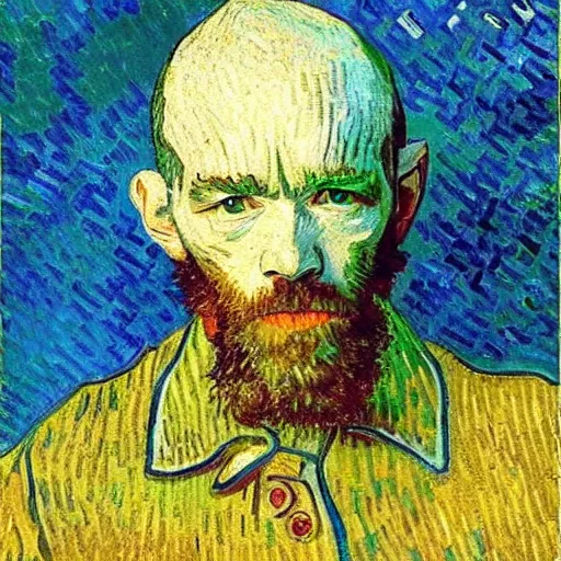 Prompt: painting of michael stipe by van gogh