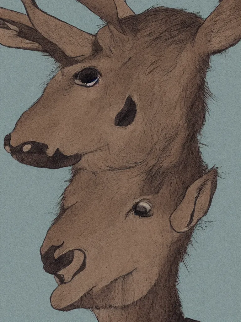 Image similar to a portrait of a male deer in suit, IN THE STYLE OF ANIME