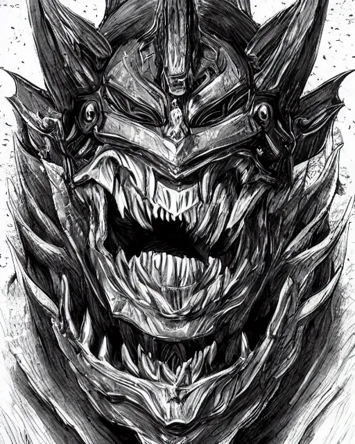 Image similar to A chest with tongue, terrifying, black and white, fantasy art, monster art, in the style of masami kurumada, illustration, epic, fantasy, intricate, hyper detailed, artstation, concept art, smooth, sharp focus, ray tracing