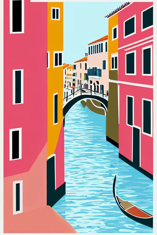 Image similar to minimalist boho style art of colorful venice, illustration, vector art