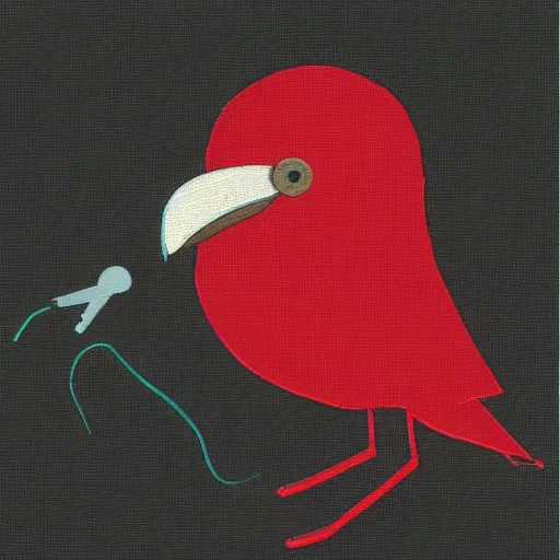 Image similar to a bird wearing headphones