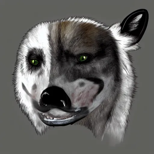 Image similar to digital painting of a gnoll with white spots