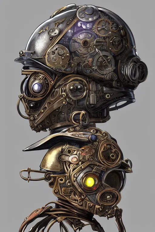 Image similar to steampunk helmet fantasy art mask robot ninja stylized digital illustration sharp focus, elegant intricate digital painting artstation concept art global illumination ray tracing advanced technology chaykin howard and campionpascale and cooke darwyn and davis jack