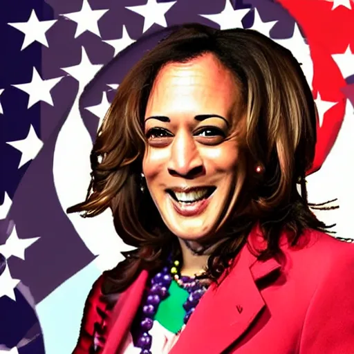 Image similar to photo of kamala harris as a candy raver girl