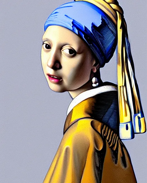 Image similar to digital realist painting of a beautiful modern girl as a girl with a pearl earring