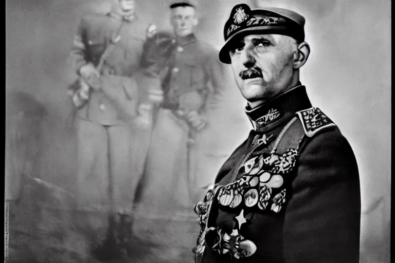 Prompt: sportrait of francisco franco, general, army, 1 9 3 0 s, spanish civil war, bartolome ros, juan jose serrano, leica