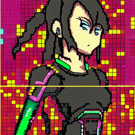 Image similar to pixelart anime cyberpunk