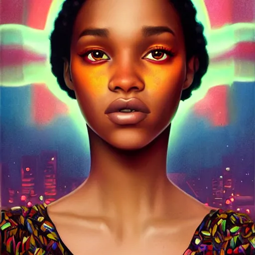 Image similar to London city portrait, black girl, Pixar style, by Tristan Eaton Stanley Artgerm and Tom Bagshaw.