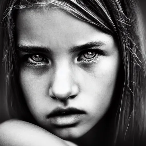 Prompt: headshot portrait photo of a young beautiful ukrainian model by lee jeffries