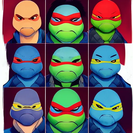 Image similar to face icon stylized minimalist teenage mutant ninja turtles, loftis, cory behance hd by jesper ejsing, by rhads, makoto shinkai and lois van baarle, ilya kuvshinov, rossdraws global illumination