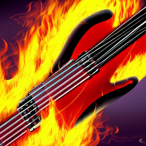 Image similar to electric guitar on fire, concept art, highly detailed, digital art