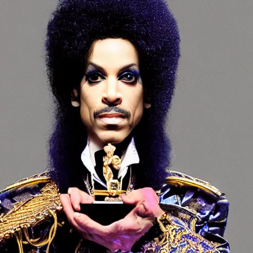Prompt: award winning portrait photo of prince the artist, stage photo