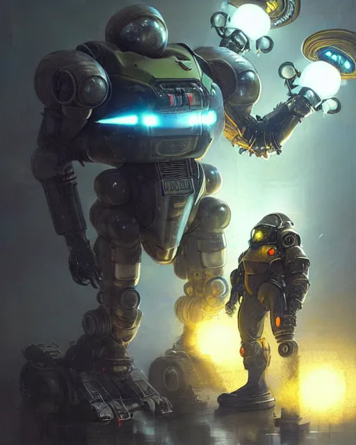 Image similar to luigi in a mech scifi suit with missles and small lights by, fantasy character portrait, ultra realistic, concept art, intricate details, highly detailed by greg rutkowski, gaston bussiere, craig mullins, simon bisley