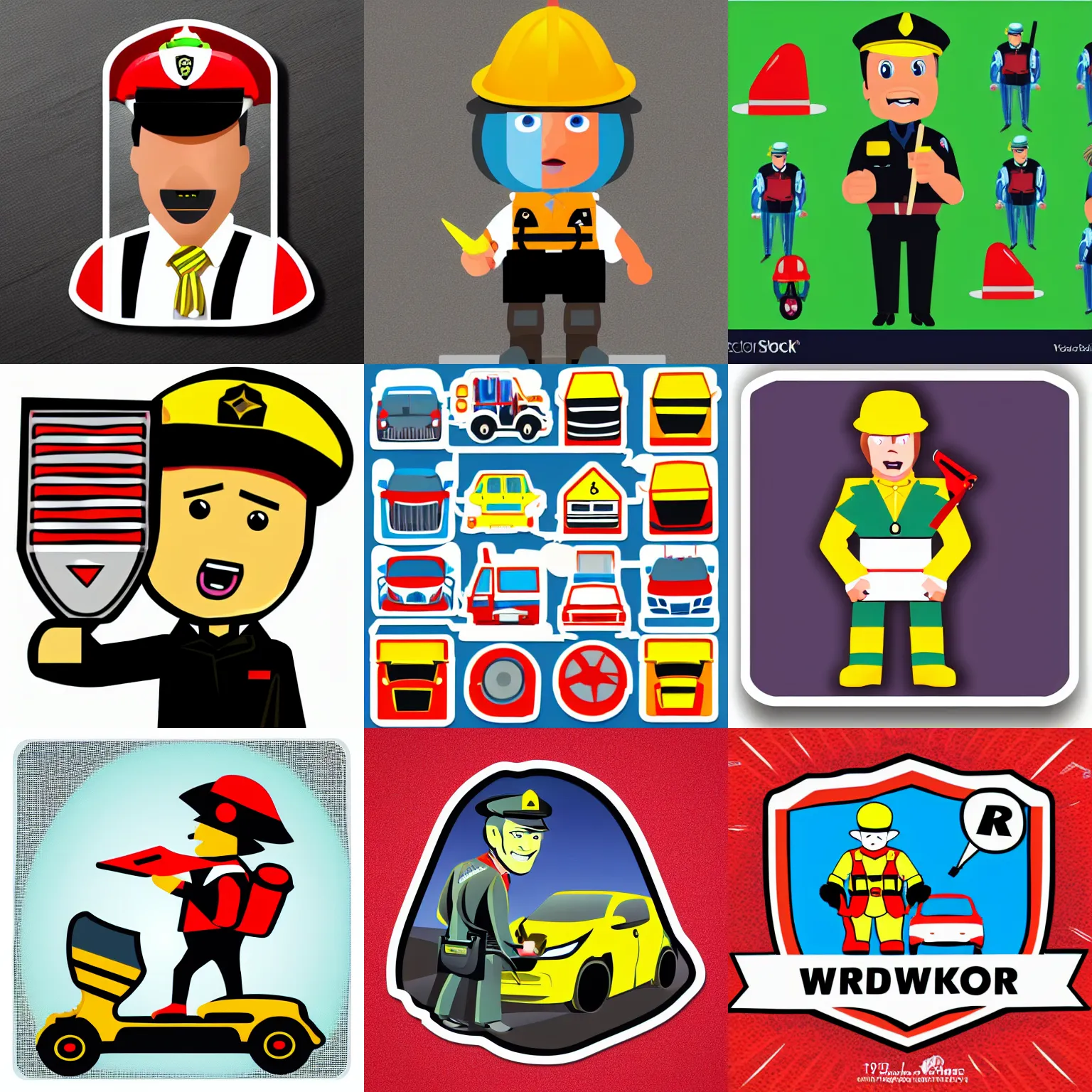 Prompt: traffic warden, sticker, vector, billy butcher, action figure, plastic toy, vector