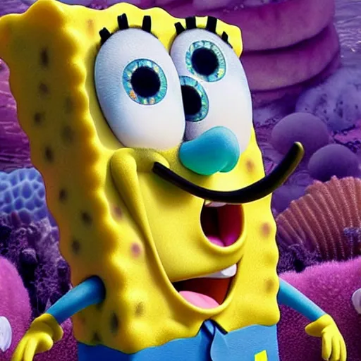 a screnshot of a hyper realistic spongebob squarepants | Stable ...